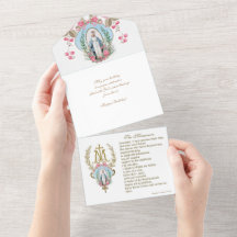 Virgem Religiosa Mary Blue Floral Birthday Vintage
