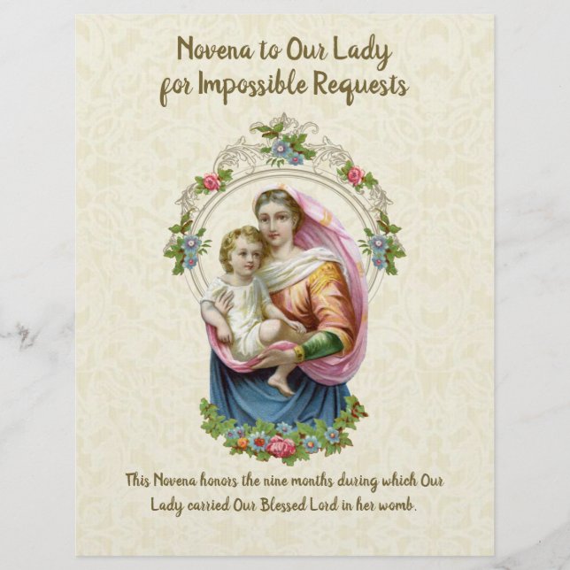 Virgem Religiosa Mary Vintage Oração Católica (Frente)