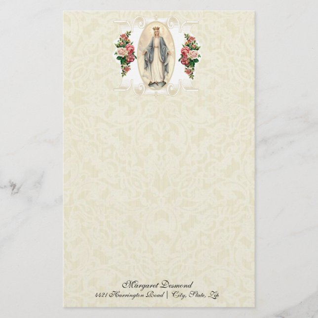 Virgem Religiosa Mary Vintage Rosas católicos (Frente)