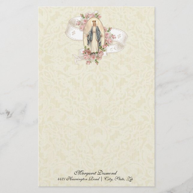 Virgem Religiosa Mary Vintage Rosas católicos (Frente)