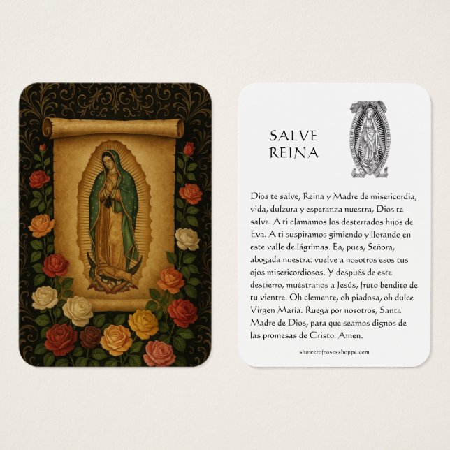 Virgin Mary Salve Reina Spanish Prayer Holy Card (Frente & Verso)