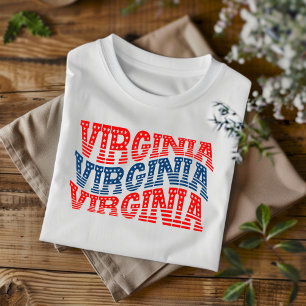Virgínia Patriótica Vermelha e Blue Boho T-Shirt