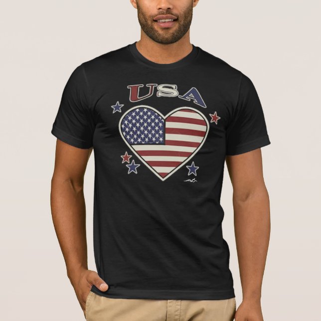 Virginia Wright Heart Flag USA T-Shirt (Frente)