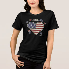 Virginia Wright Heart Flag USA T-Shirt Tri-Blend S