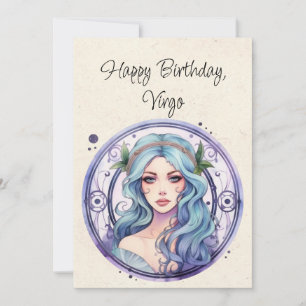 Virgo Maiden Zodiac Watercolor - Cartão Plano de A