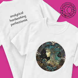 Virgo Teal e Black Watercolor T-Shirt Zodiac