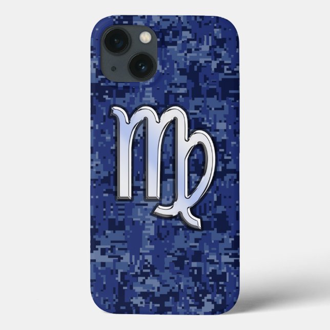 Virgo Zodiac no Marinho Blue Digital Camo Decor (Verso)