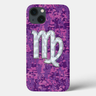 Virgo Zodiac Sign on Fuchsia Digital Camouglage