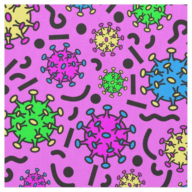 vírus 80s no tecido rosa (Detalhe)
