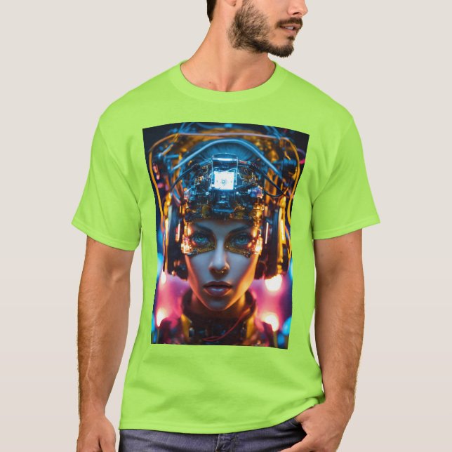 Visão Cyberpunk - Camisa T-Futurística e Alta Tecn (Frente)