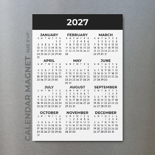 Visão do Ano Completo 2027 Calendário Magnético Pr