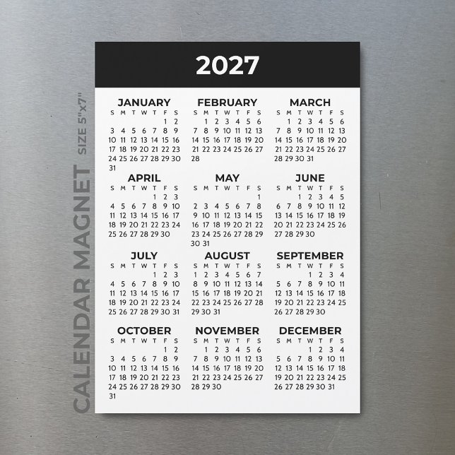 Visão do Ano Completo 2027 Calendário Magnético Pr (Criador carregado)