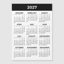 Visão do Ano Completo 2027 Calendário Magnético Pr