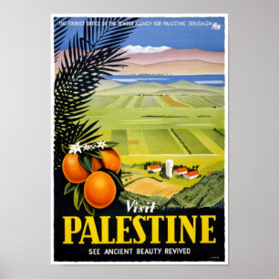 Visit Palestine Vintage Travel Poster Restored