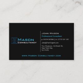 Visita Adicione seu logotipo preto e azul - Cartão de vis