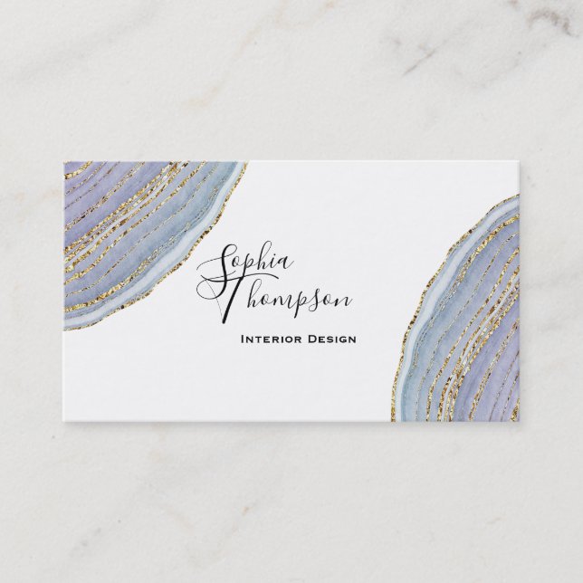 Visita Ágata Dourado moderna de Geode da lavanda - cartão (Frente)