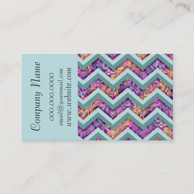 Visita Alexandrite Chevron Zig Zag Pattern Cartão de visi (Frente)