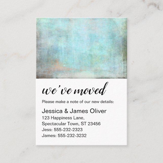 Visita Aqua e Brown Grunge Nós mudamos o Cartão de Saída (Frente)