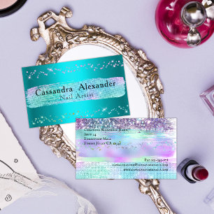Visita Aqua Sparkles e Glitter Nail Artist Cartão de visi