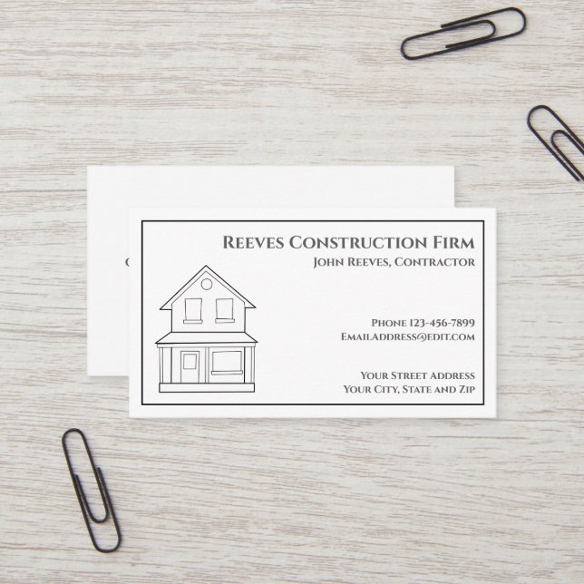 Visita Arquiteto de Contratos de Construção Cartão de vis (Frente/Verso In Situ)