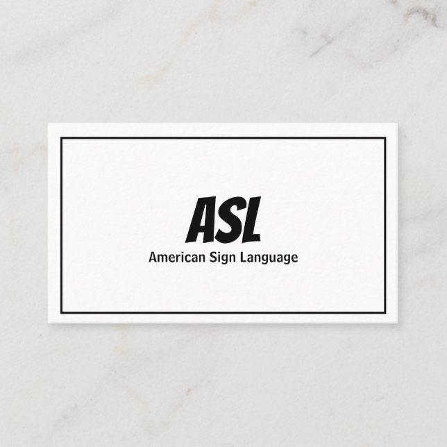 Visita ASL, Linguagem de Sinais, Tradutor, Cartão de visi (Frente)