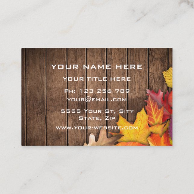 Visita Autumn Leaves no Modelo de cartão de negócios de M (Verso)