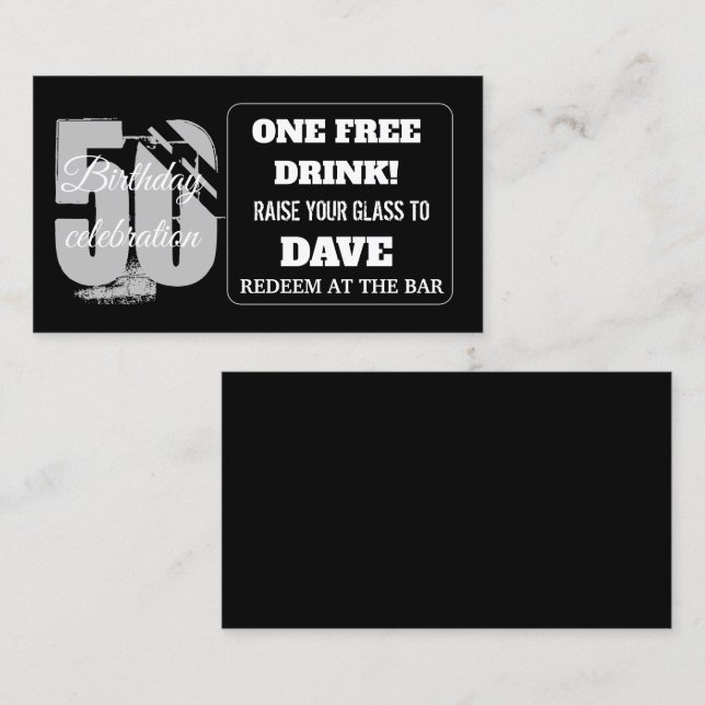 Visita Beber Cartão Personalizado de Token de Bar de Aniv (Frente/Verso)