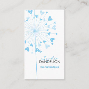 Visita Blue Dandelions Adora Corações Whimsical Cartão de