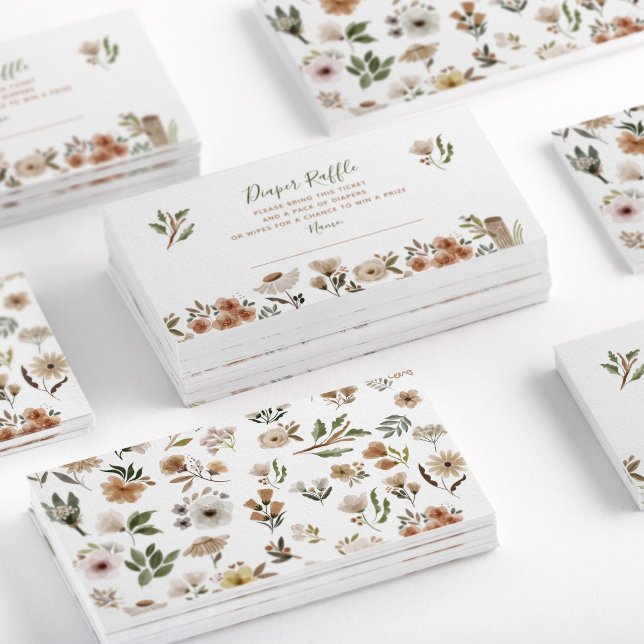 Visita Boho Flora Chá de fraldas Fralda Raffle Cartão de  (Criador carregado)