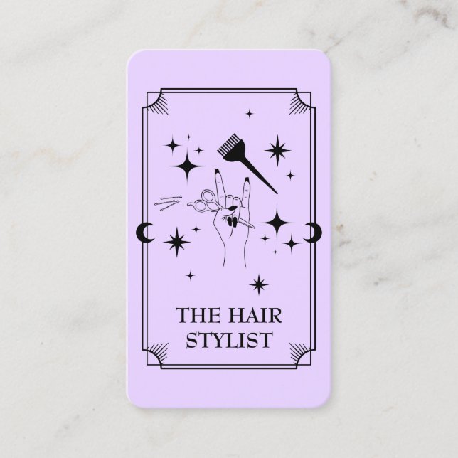 Visita Cabelo de Placa Tarot Stylist Celestial Cartão de  (Frente)