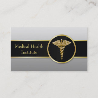 Visita Caduceus médico profissional Dourado - cartão de