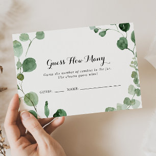 Visita Caligrafia Eucalipto Adivinha Quantos Cartão De J