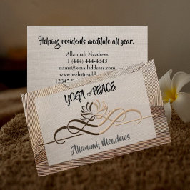 Visita Calming Linen Bamboo Yoga Instrutor Cartão de visi