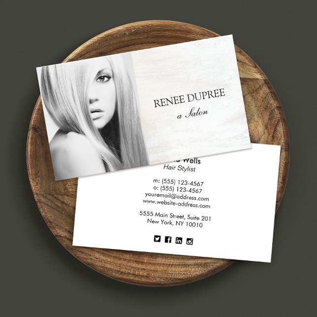 Visita Cartão com fotos Fotográfico de Salão de Madeira B (Criador carregado)