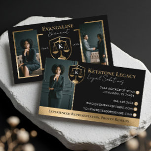 Visita Cartão de Advogado Luxo Preto Dourado Foto