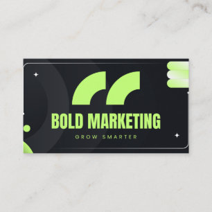 Visita Cartão de Agência de Marketing Verde Ousada Modern