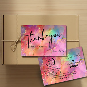 Visita Cartão de Agradecimento Aquarela Holográfica com A