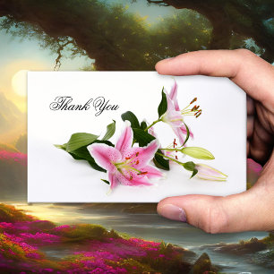 Visita Cartão de agradecimento floral de lírios rosa Chic