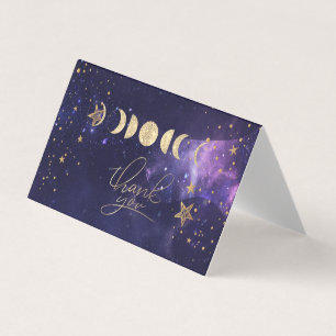 Visita Cartão de Agradecimento Luas Estrelas Douradas Cel