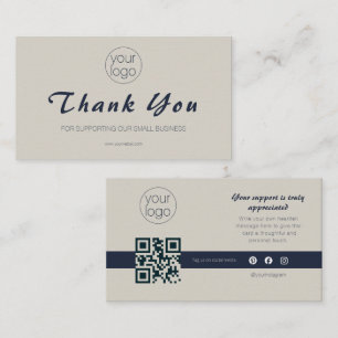 Visita Cartão de agradecimento QR com logotipo de pequena