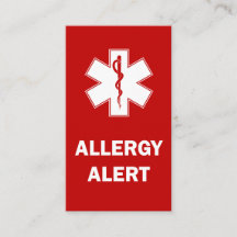 Cartão de Alerta de Alergia Personalizável