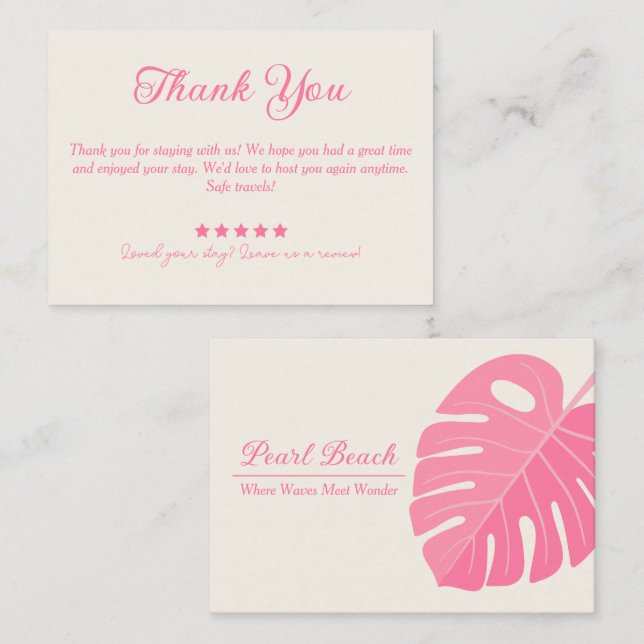 Visita Cartão de Aluguel de Folha Rosa Mínimo (Frente/Verso)