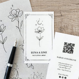 Visita Cartão de Artista de Tatuagem Minimalista com Códi