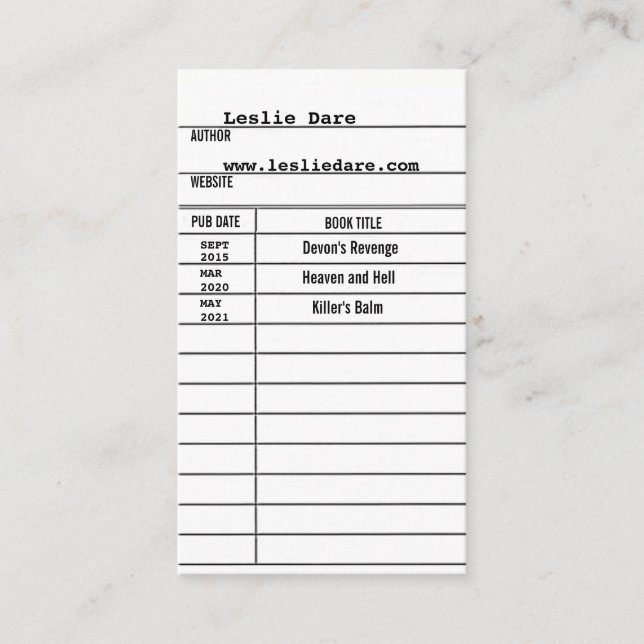 Visita cartão de autor da biblioteca (Frente)