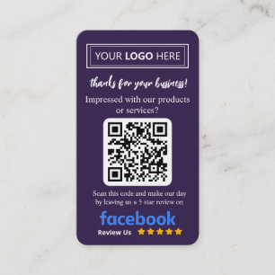 Visita Cartão de Avaliação do Facebook com Logotipo e Cód