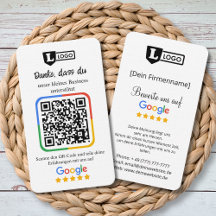 Cartão de avaliação do Google com código QR