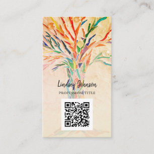 Visita Cartão de bege profissional de código QR