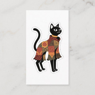 Visita Cartão de Boas-Vindas de Gato Preto Boho Patchwork