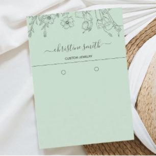 Visita Cartão de Brinco Floral Chic Azul Claro Botânico