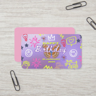 Visita Cartão de Celebração de Aniversário Vibrante